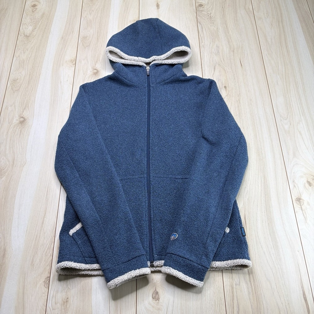 Kuhl Women's Alfpaca Full Zip Fleece Jacket Blue Size Small Hooded Thumb Hole